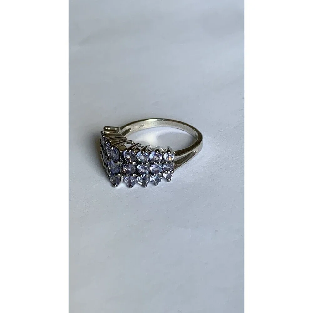 Purple Pyramid Ring Size 7 - 1.6 ct Lolite Rhodium Plated .925 Sterling Silver